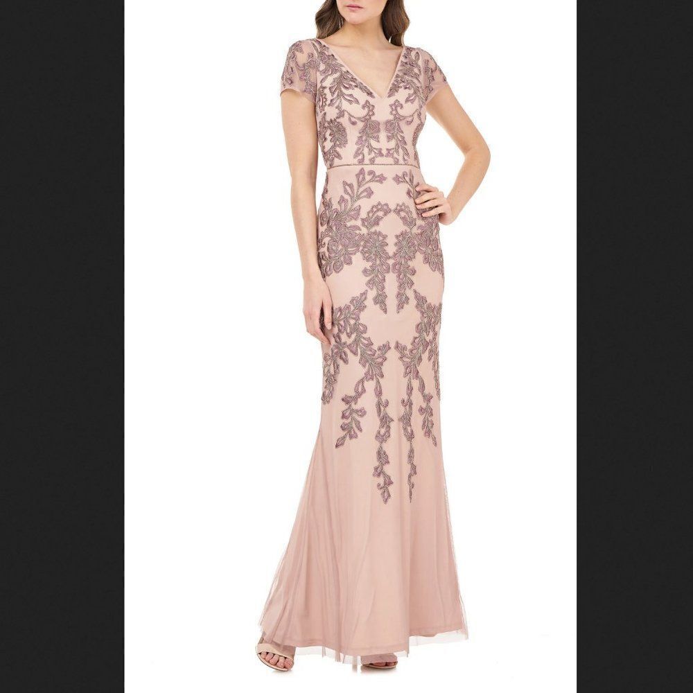 JS‎ Collections Beaded Pink Mermaid Gown Size 8